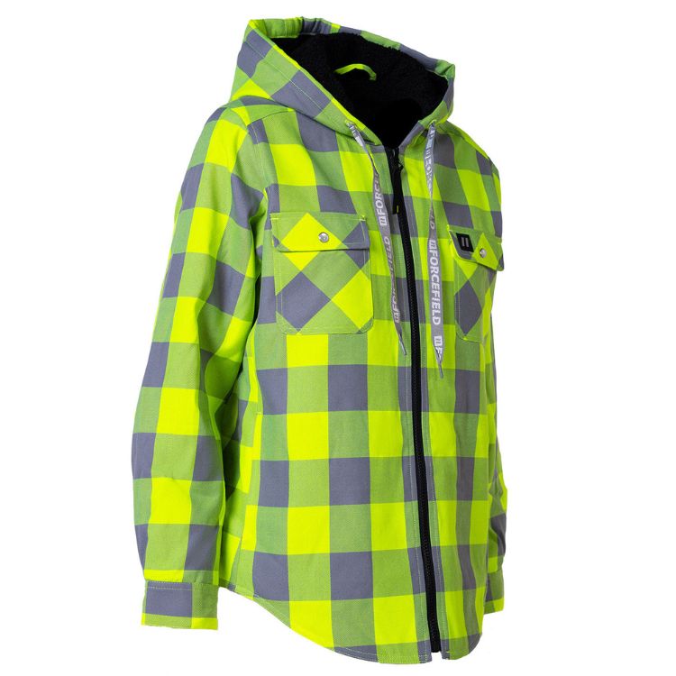 Women's Hooded Sherpa-Lined Hi-Vis Buffalo Plaid Flannel Lined Jacket - ToughWorkz