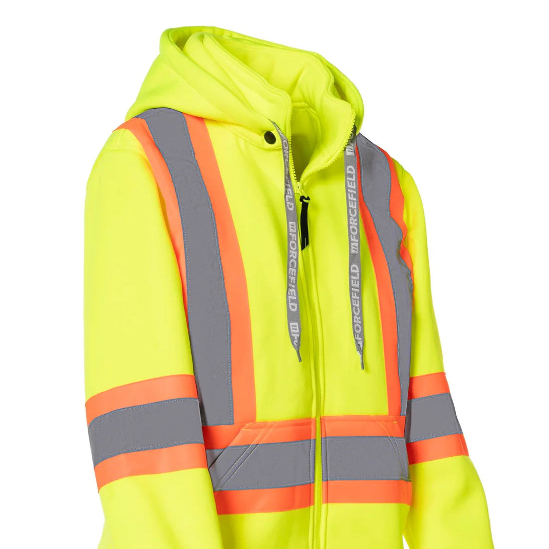 Forcefield Women's Hi-Vis Lime Safety Hoodie w. Detachable Hood - ToughWorkz