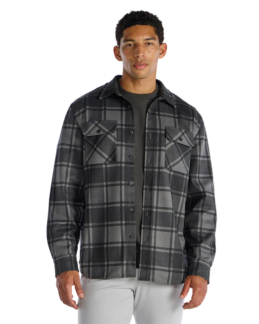 Black Plaid Coastal Overshirt for Men