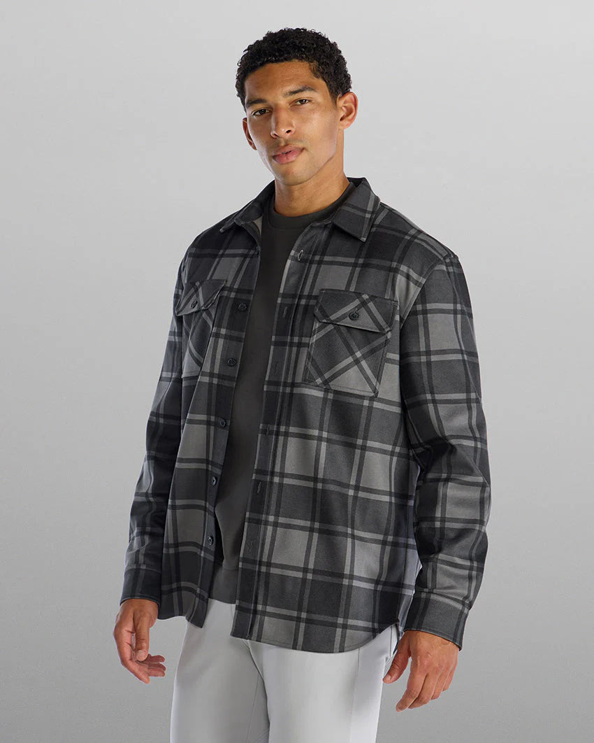 Black Plaid Coastal Overshirt for Men