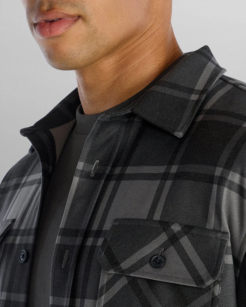 Black Plaid Coastal Overshirt for Men