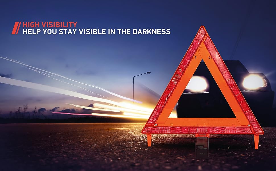 ToughWorkz Emergency Highway Warning Triangles, DOT Approved - ToughWorkz