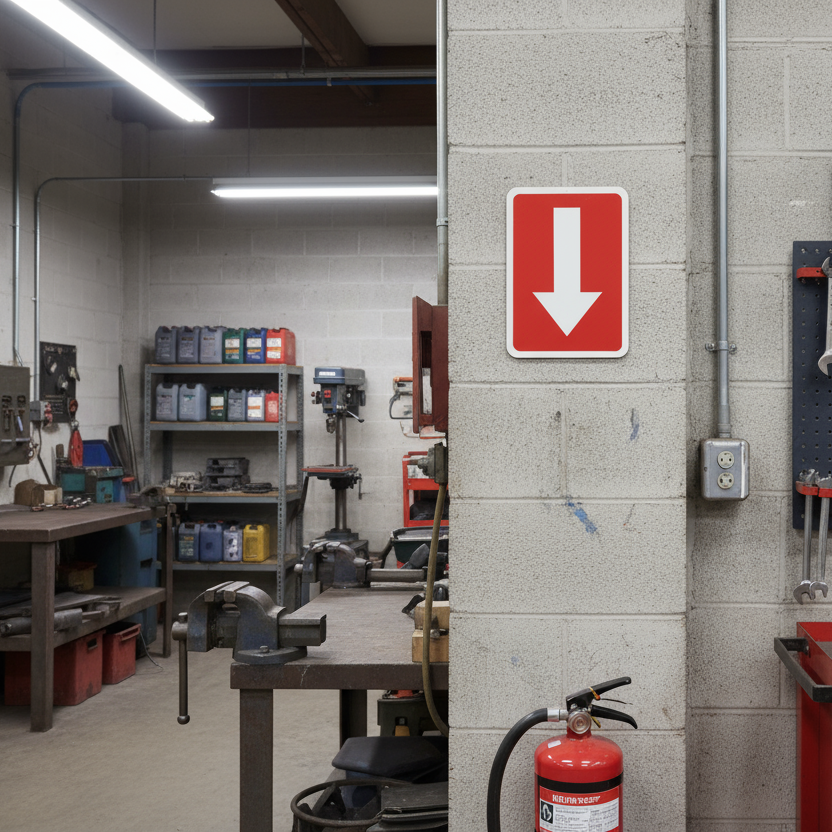 Fire Extinguisher Down Arrow, 14 x 5-inches - Shop Online at ToughWorkz