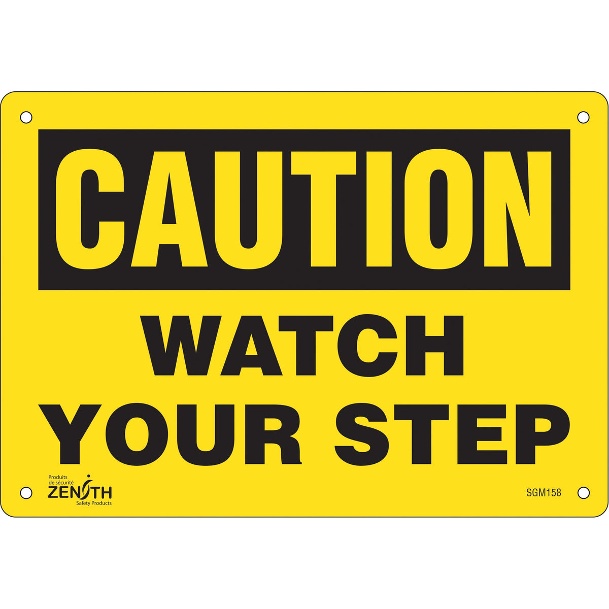 &quot;Watch Your Step&quot; Sign, Bolt-On, Plastic, 7 x 10-in