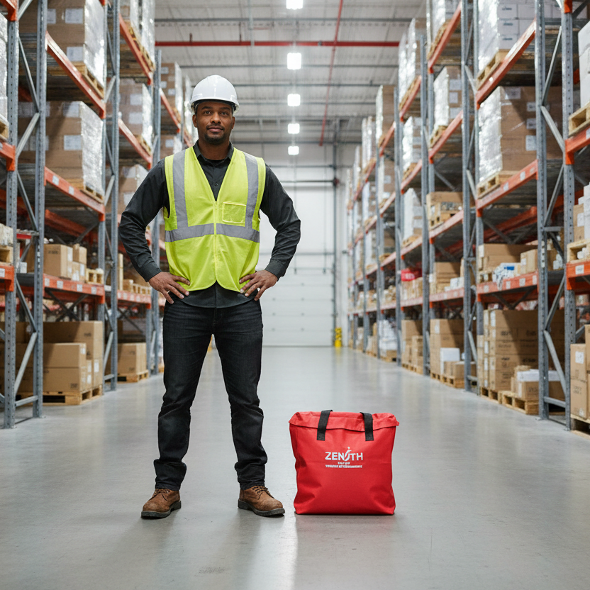 Warehouse worker with Zenth Economy Spill Kit - ToughWorkz