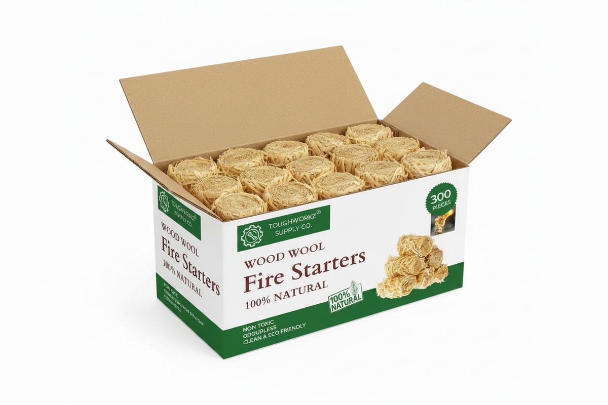 Wood Wool Fire Starters 300 Pieces Box | Full Season Pck  ToughWorkz